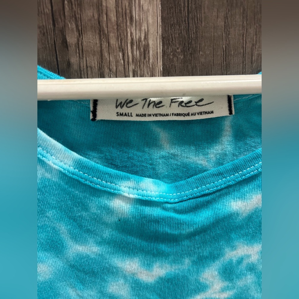 Free People Tank top baby doll shirt Tie-Dye Sleeveless Teal Blue Green small - Picture 3 of 4